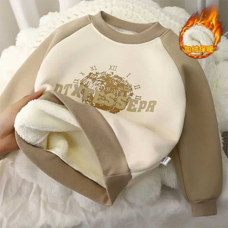 Kids Thicken Warm Sweatshirt Baby Boys Girls Autumn Winter Letter Print Pullover Hoodies Sweatshirts Childrens Casual ClothingT251030