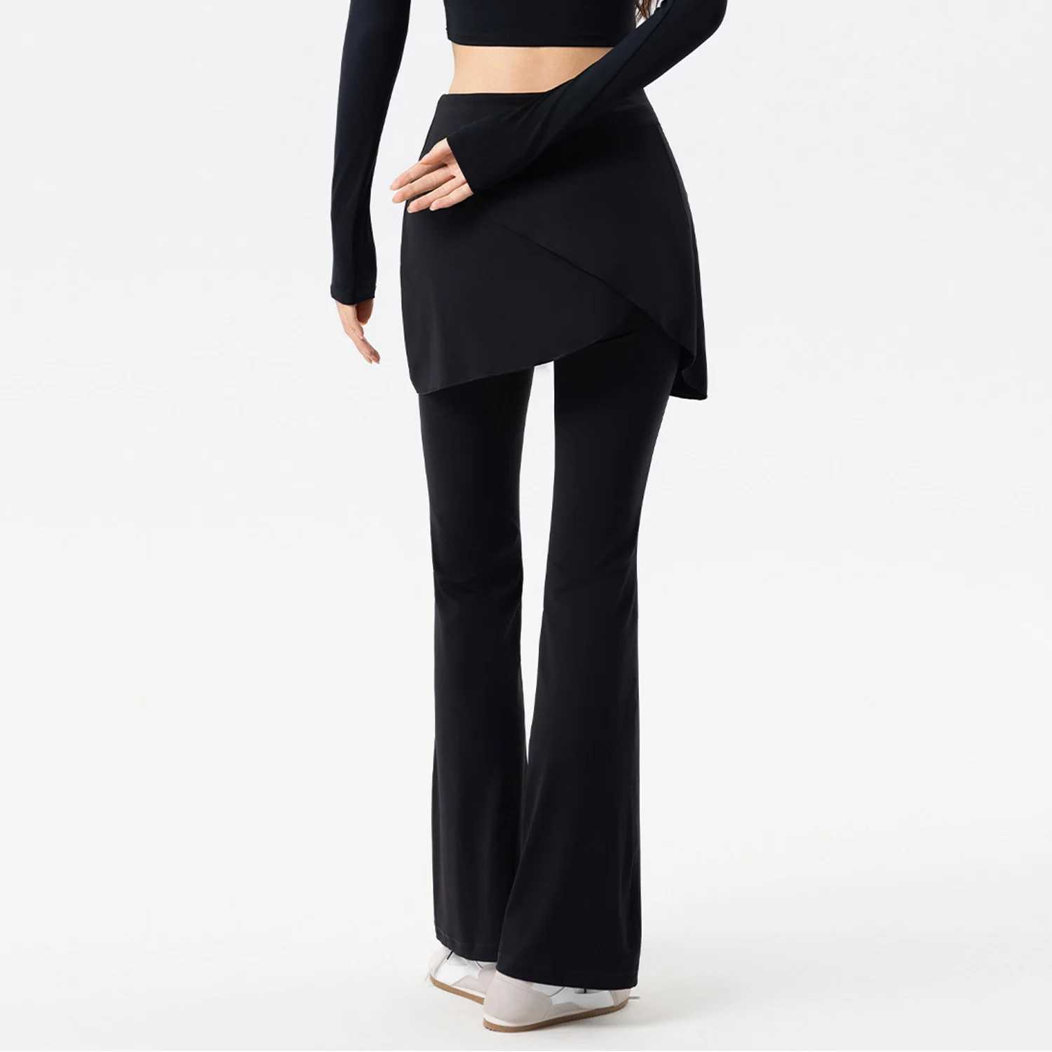 Yoga Pants for Women with High Waist Antiexposure Fake Twopiece Hip Lifting Exercise Pants for Bellytight Wideleg Leggings J251030