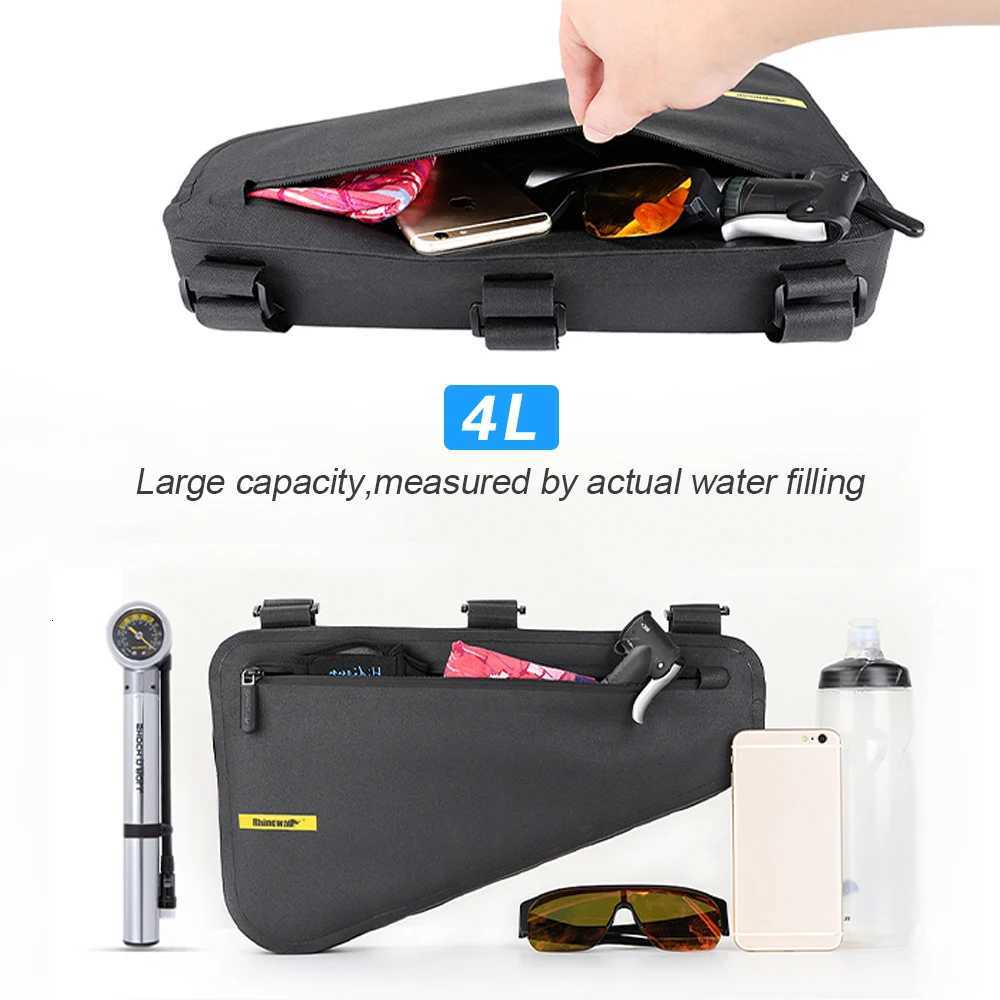 Rhinowalk 4L Waterproof Bicycle Frame Bag Big Capacity Triangle Bag Bicycle Frame Tube Bag Cycling Tool Pouch Bag Bike Accessory H251029