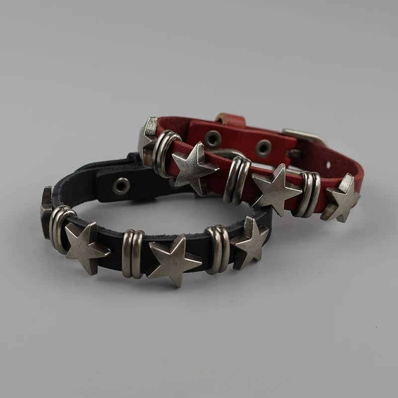 Gothic Star Punk Faux Leather Bracelet for Men Women Spiked Bangle Goth Jewelry Vintage Y2K Cosplay Emo Clothes Accessories 251028