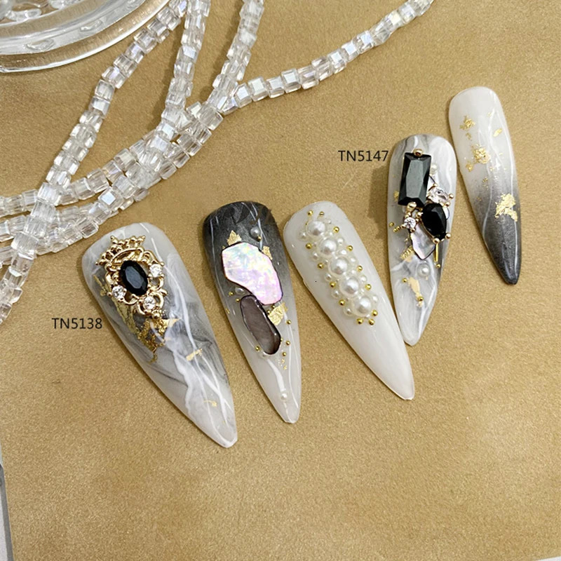 10pcs Metal Black Zircon Nail Jewelry Fingertip Diamond Japanese Nail Decoration Punk Style Manicure Ornaments 251027