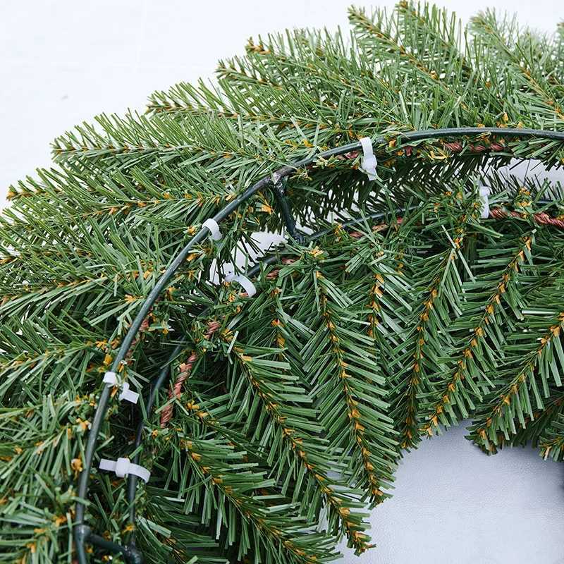 304050cm Christmas Green Pine Needle Wreath Front Door Xmas Garland Hanging Ornament Navidad New Year Home Windown Decor C251030