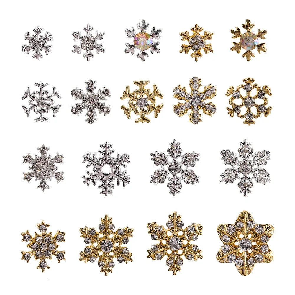 10PCS Metal Christmas Snowflake Nail Parts Diamond zircon Nail Charms Glitter Christmas DIY Nail Art Accessories Decoration 251027