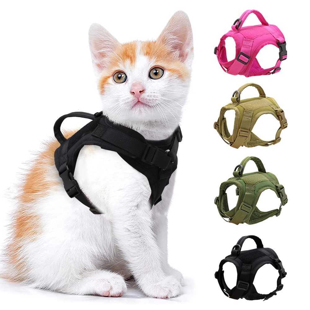 Nylon Cat Harness Vest Military Tactical Cats Harness With Handle Adjustable for Cats Small Dogs Pet Training Walking Chihuahua J251129