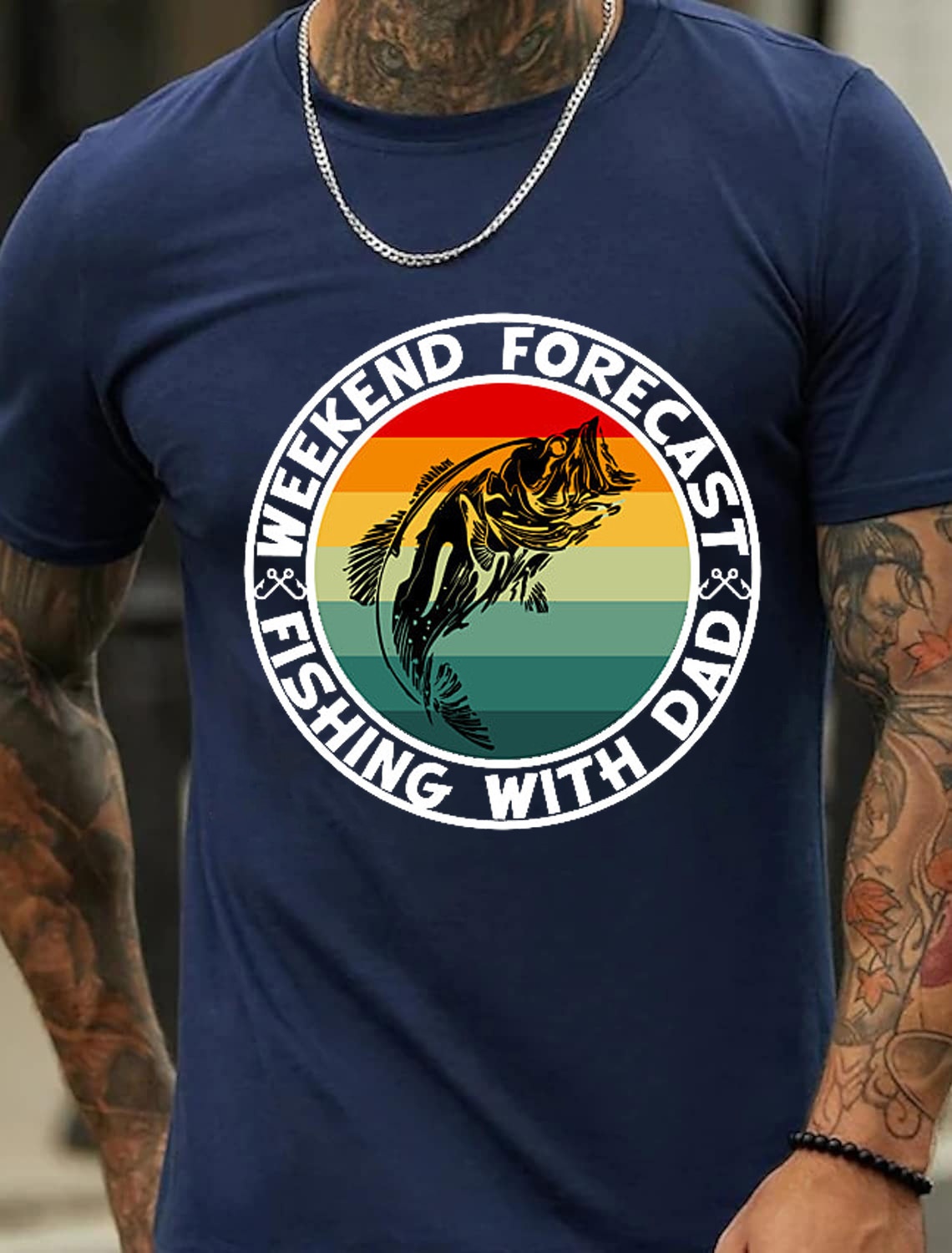 European & American Oversized Weekend Fishing Series Patterned Fashionable Men's Cotton Summer T-Shirt - TT7091