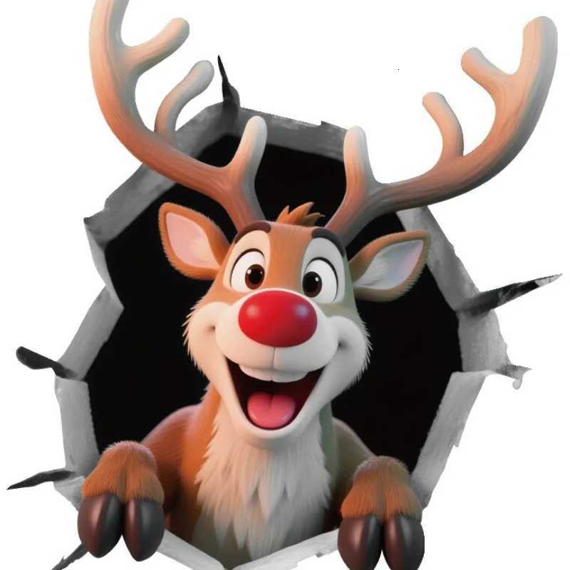 3D Santa Claus BreakThrough Wall Decal PVC Removable Christmas Wall Window Sticker Home Christmas Decoration Gift New Year 2025 C251030