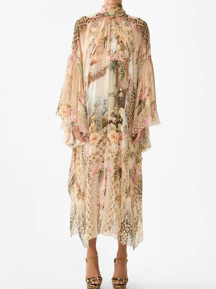 Australian designer luxury dress 2025 spring/summer elegant leopard print silk long dress vacation dress31