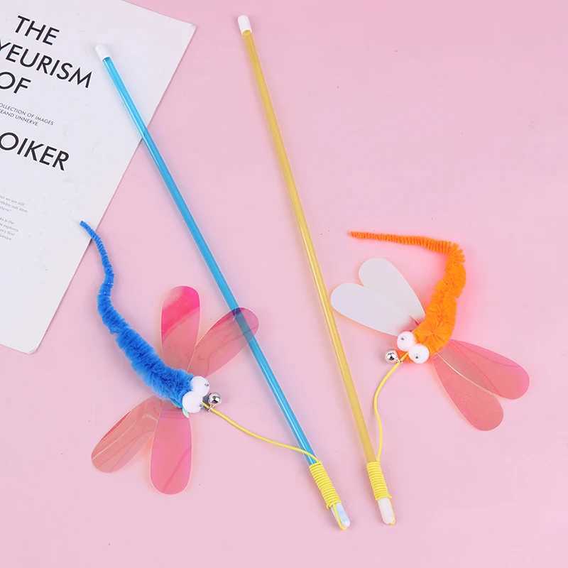 1PC New cat Teaser stick sequins big eyes Dragonfly cat toy interactive Teaser stick S251029