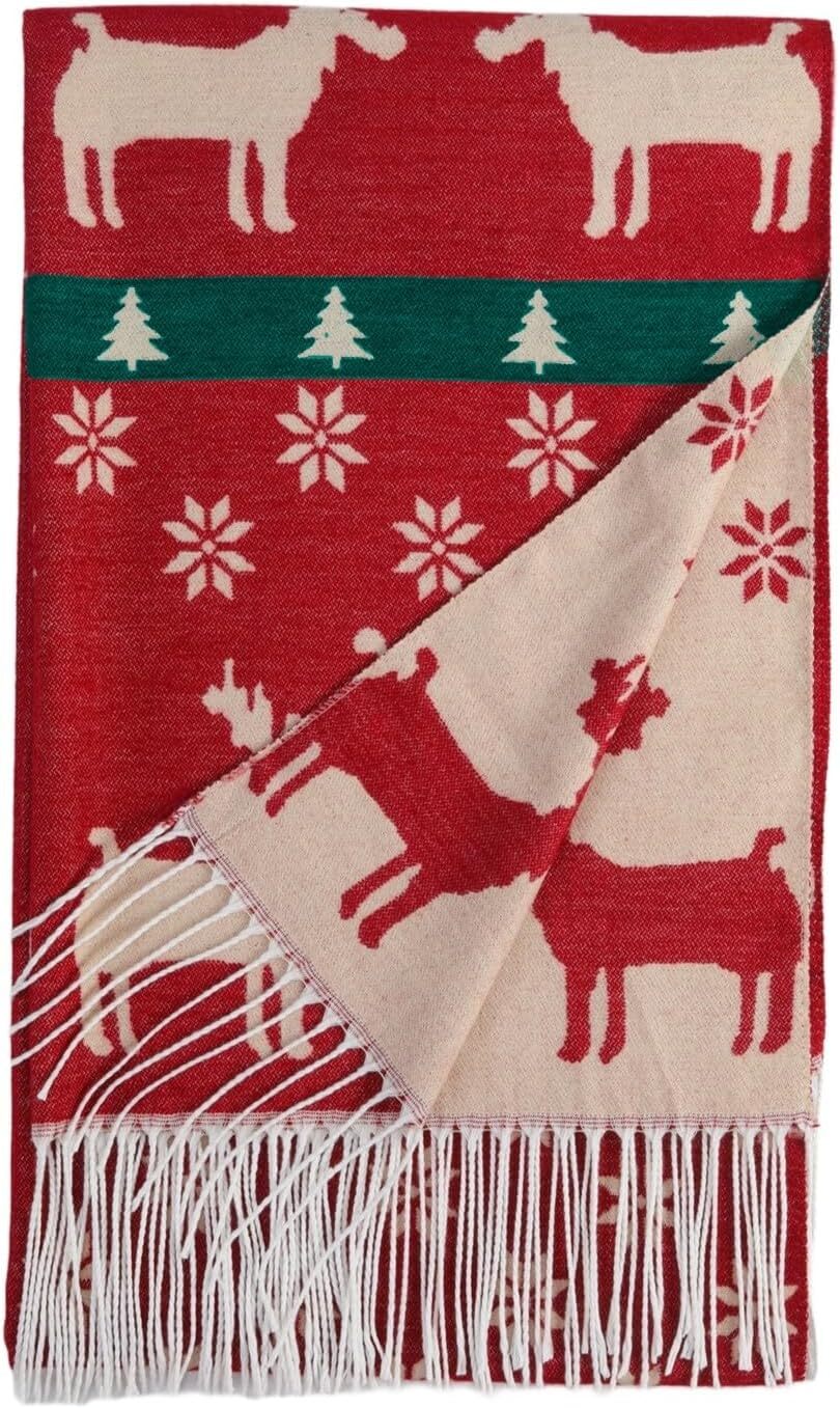 Custom Unisex Scarves for Women Men Boys Girls Christmas Gifts Winter Scarf with Reindeer and Snowflake Shawl Wrap Xmas