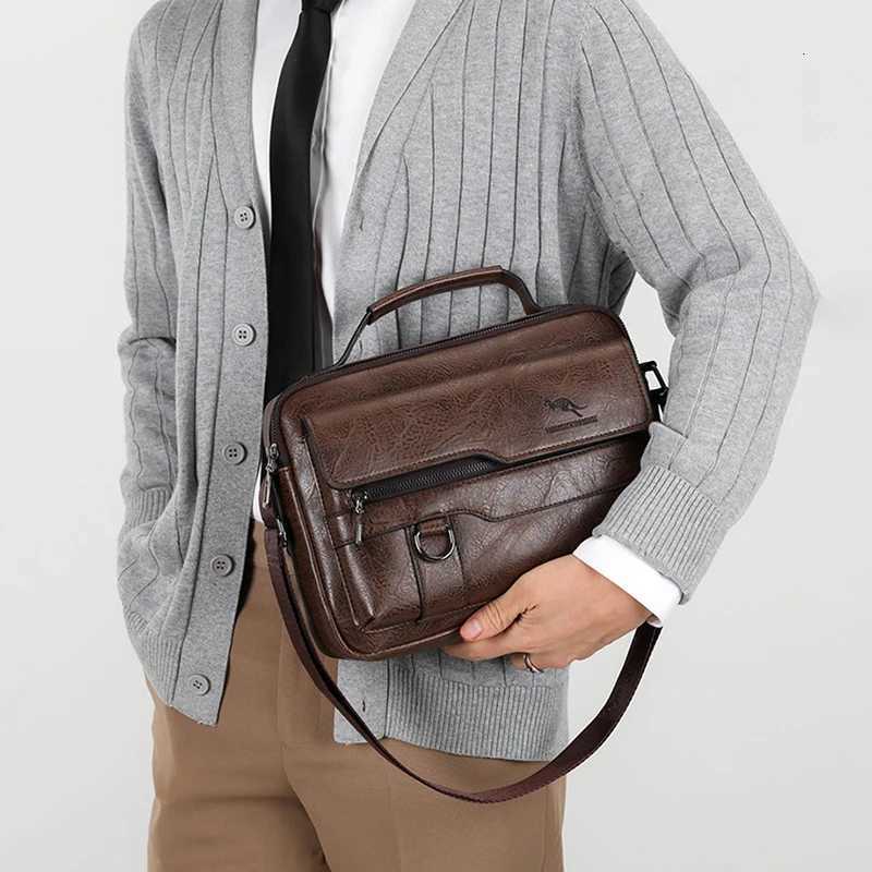 PU Leather Briefcase Hand Bag For Men Cross Messenger Off Business Tote Ipad Square Card Wallets Crossbody Shoder Side Bag Y251011