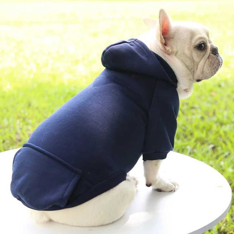 Fashion Dog Clothing Autumn And Winter Small Pet Clothes Thickening Warm Solid Color TwoFeet Hooded Wweater Casual Pet Products C251030
