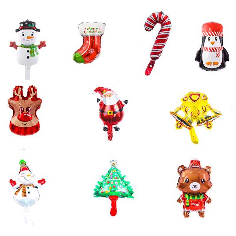 10pcs Mini Christmas Foil Balloons Santa Claus Snowman Elk Balloon Kids Birthday Christmas Decoration Navidad New Year Supplies C251030