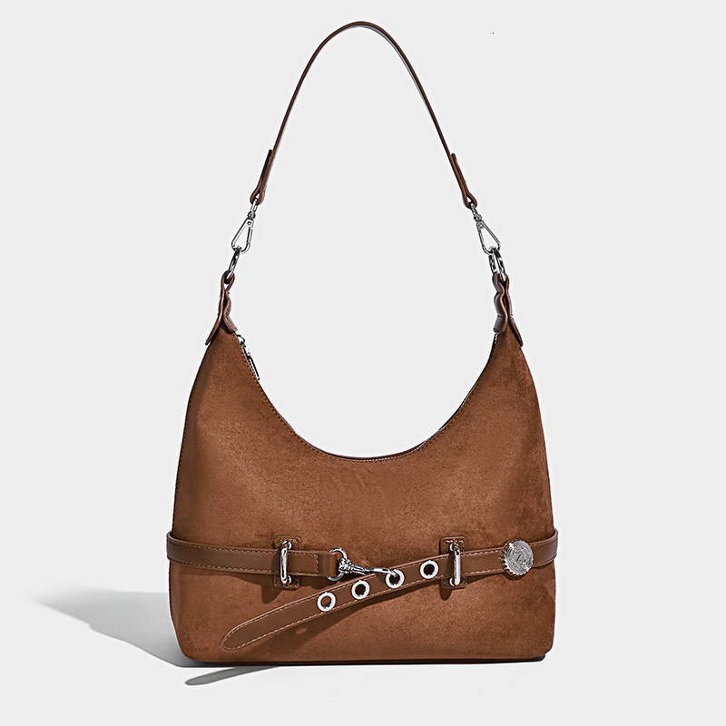 New high-end women's fashionable shoulder bag suede trendy casual commuting handbag versatile and popular designer bag