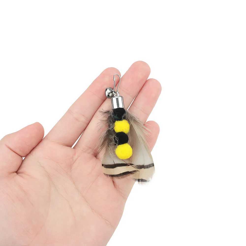 6pcs Mix Simulated Insect Accessories Cat Teaser Stick Feather Replacement Head Interactive Kitten Pet Toy S251029{category}