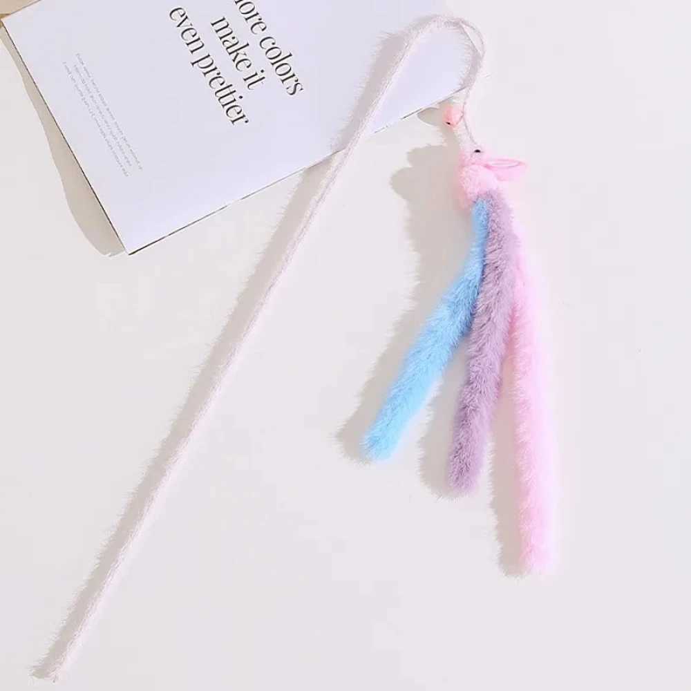 2pcs Cat Toys Plush Tassel Cats Teaser Stick Wool Rabbit Cat Toys Interactive Sticks Cats Toy with Bell Kitten Toy Pet Supplies S251029{category}