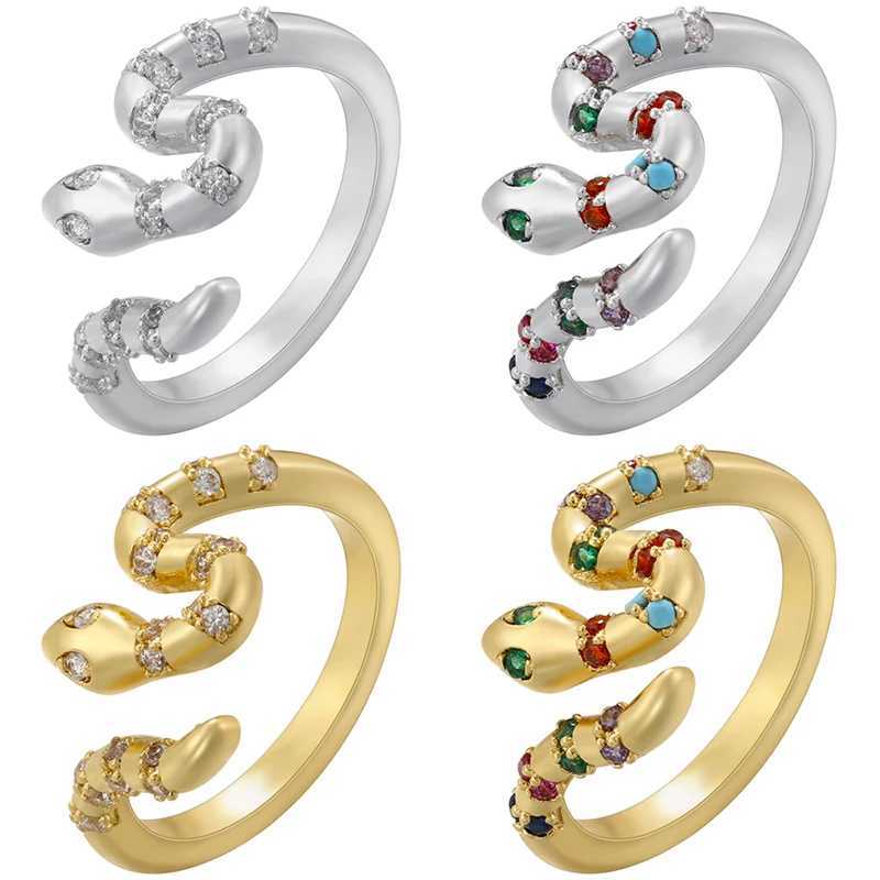 ZHUKOU Leopard head rings for women Dignified temperament Jewelry Ring Curved Snake Mens ring fashion jewelry VJ513W251030
