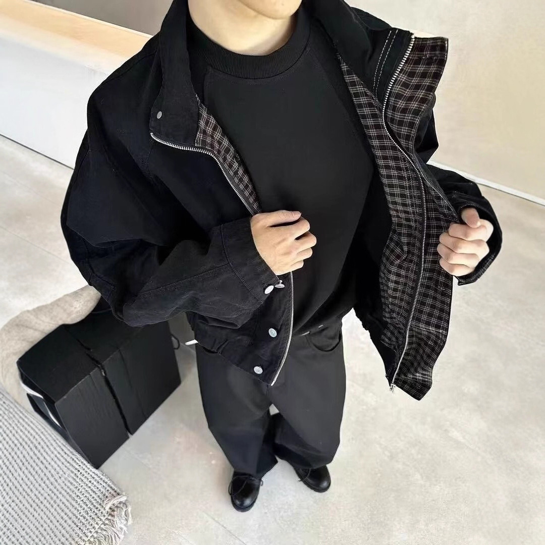 Vintage Distressed Denim Short Jacket For Men Autumn New Movie Style Loose Designer Coat Casual Stand Collar Jacket