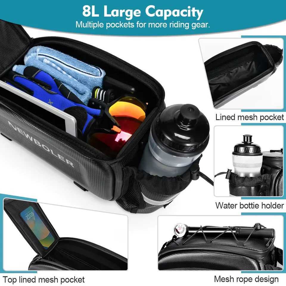 NEWBOLER Hard Shell Bicycle Trunk Bag Large Capacity Bike Shoulder Bag Waterproof Bike Rear Seat Rack Bag For MTB Cycling EBike H251029