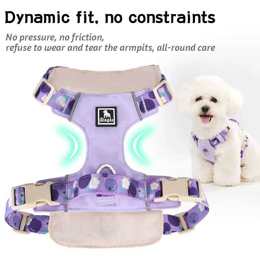 HP583Lightweight pet adjustable harness Thin dualsided fabric pretty printed nylon webbing suit for chest of 1342 inch83 J251129