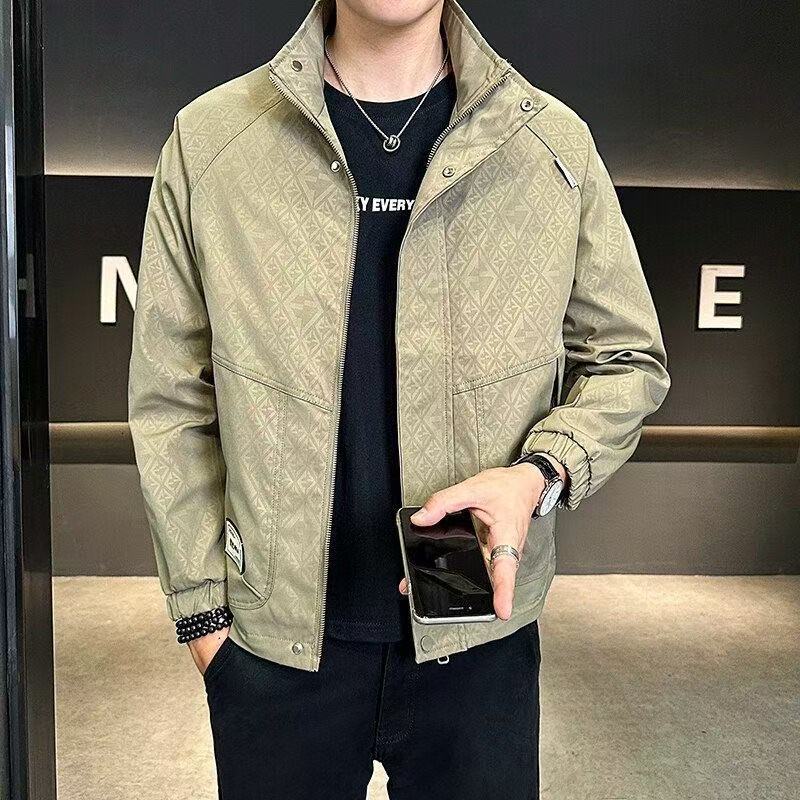 Spring And Autumn New Workwear Jacket Men's Korean Version Cool Stand Collar Top Trendy Fashion Casual Spring Designer Coat And Autumn Coat