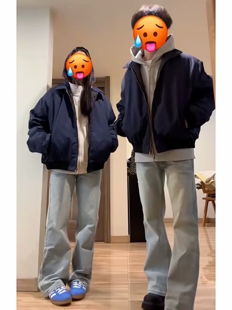 Navy Blue Flight Jacket For Men And Women Spring And Autumn American Style Trendy Brand Designer Jacket Couple Jacket Workwear Turn-down Collar Baseba