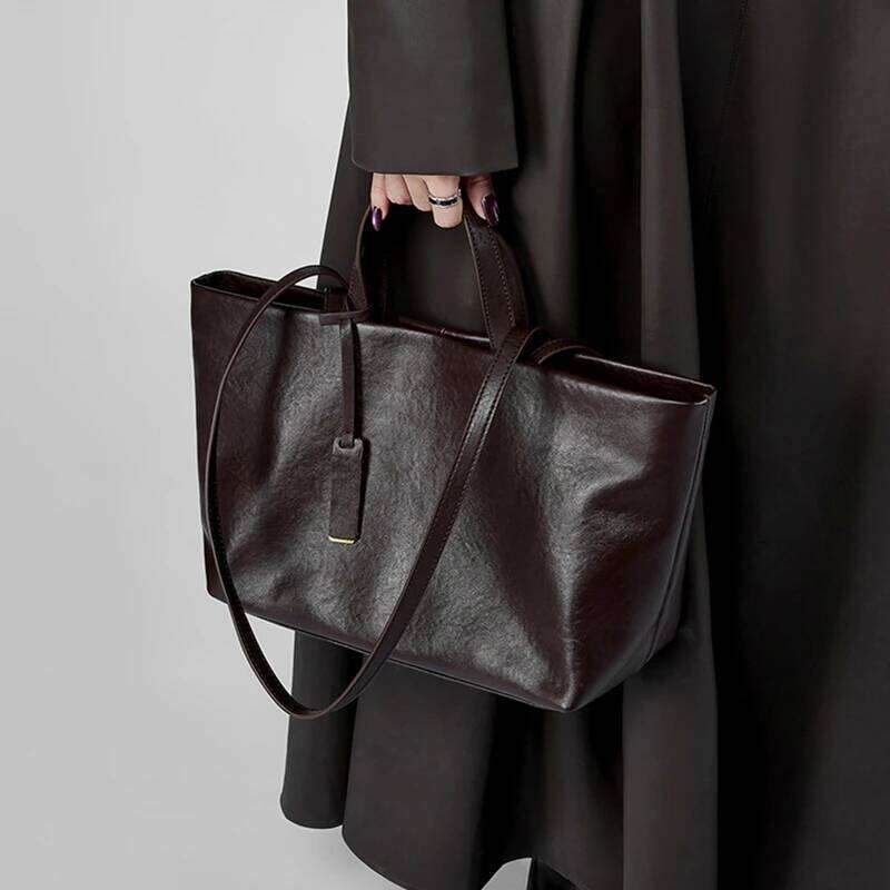 Designer bag 52 Burminsa Cowhide Genuine Leather Tote Shoulder Bags For Women 2025 Designer Large Capacity Commuter Work Ladies Handbags