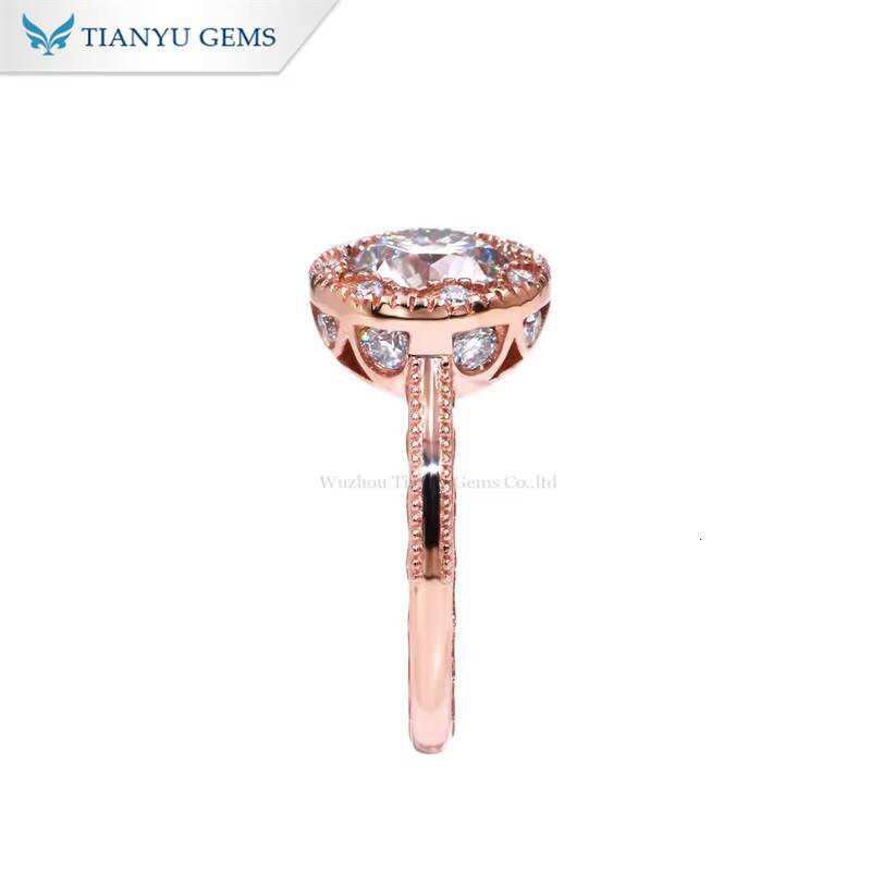 Tianyu Glorious 2 CTW Moissanite Diamond Custom Fine Jewelry Sterling Silver 10K 14K 18K Solid Rose Gold Engagement Rings