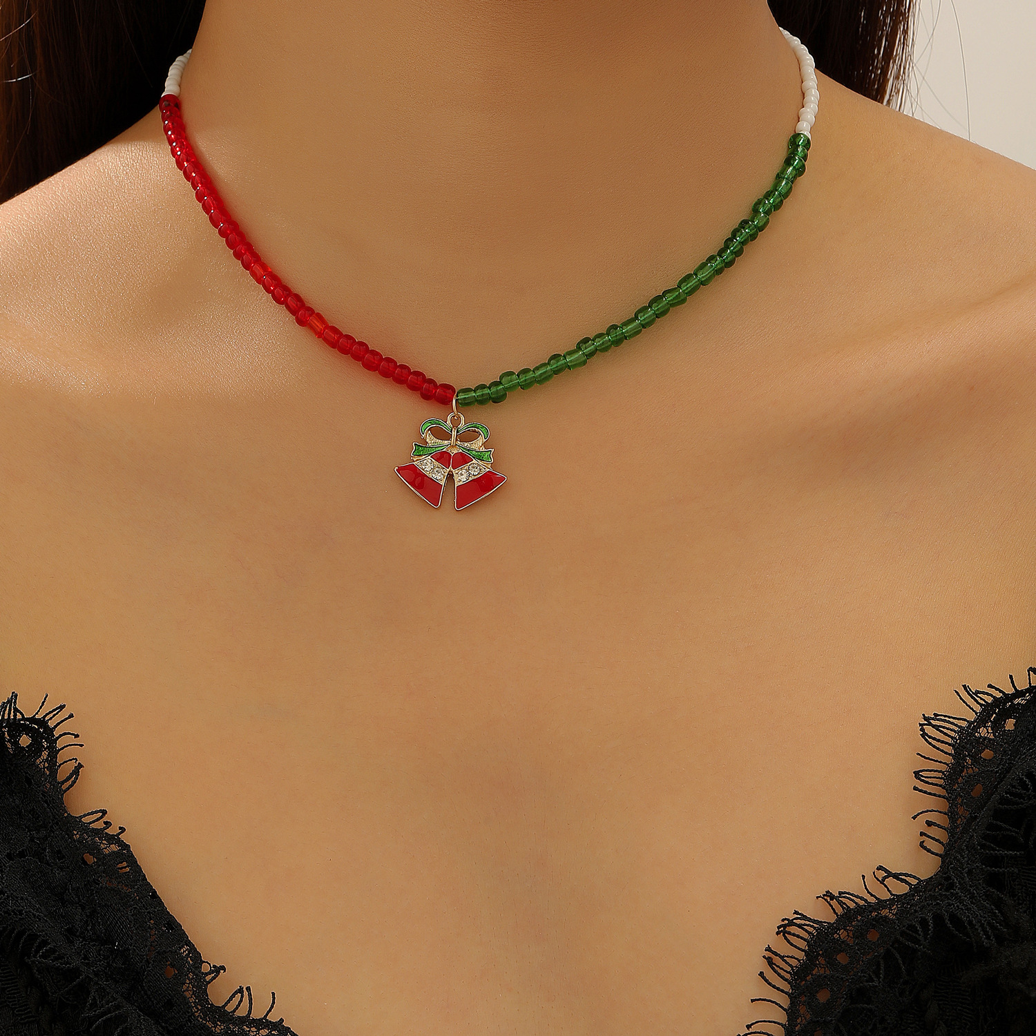 Elegant Alloy Deer Jingle Bells Neckpiece Ideal for Seasonal Celebrations