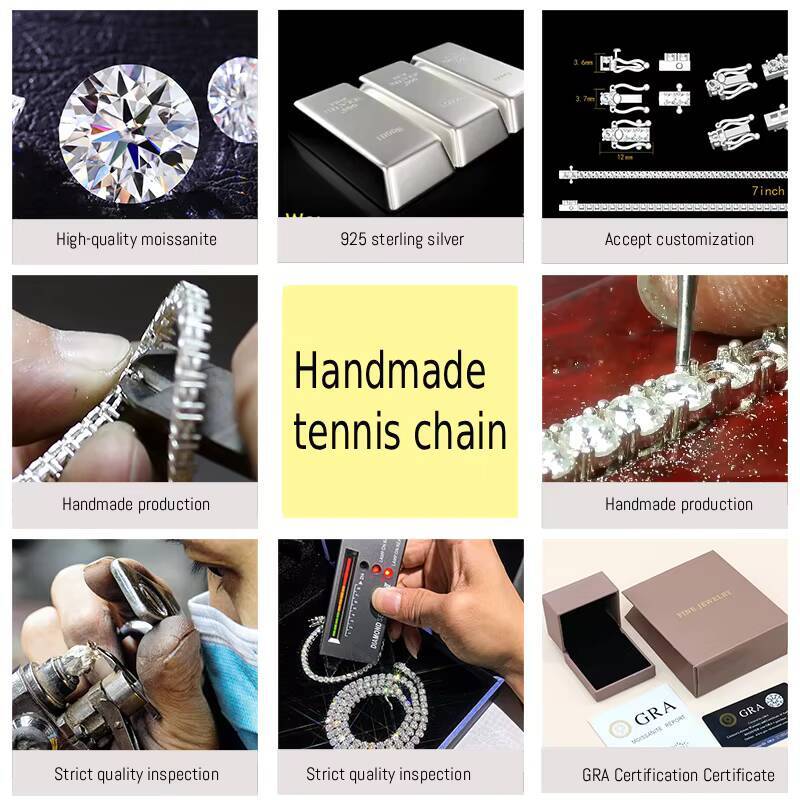 Moissanite Tennis Bracelet Mens and Womens Style Light Luxury Highend 925 Sterling Silver Tennis Chain Morganite Jewelry