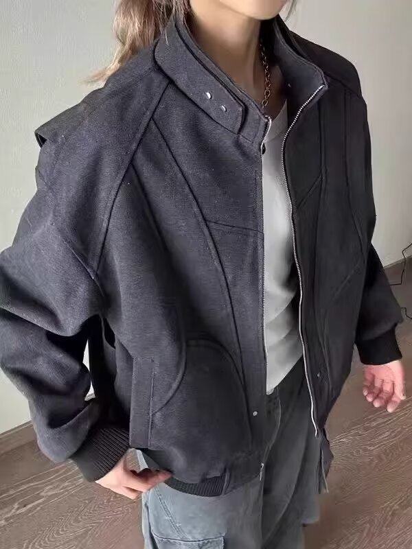 American Style Apricot Workwear Jacket Designer Jacket For Men Spring And Autumn Coat With High-end Feel Stylish And Cool Oversized Stand Collar Jacke