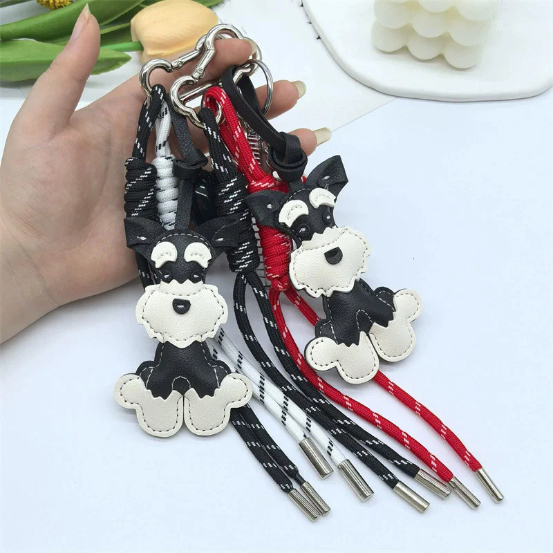 Sporty Style Fashion Schnauzer Key Chain with Handmade Rope Casual Trendy Bag Pendant Bow Cool Trendy Fashion Accessory 251030