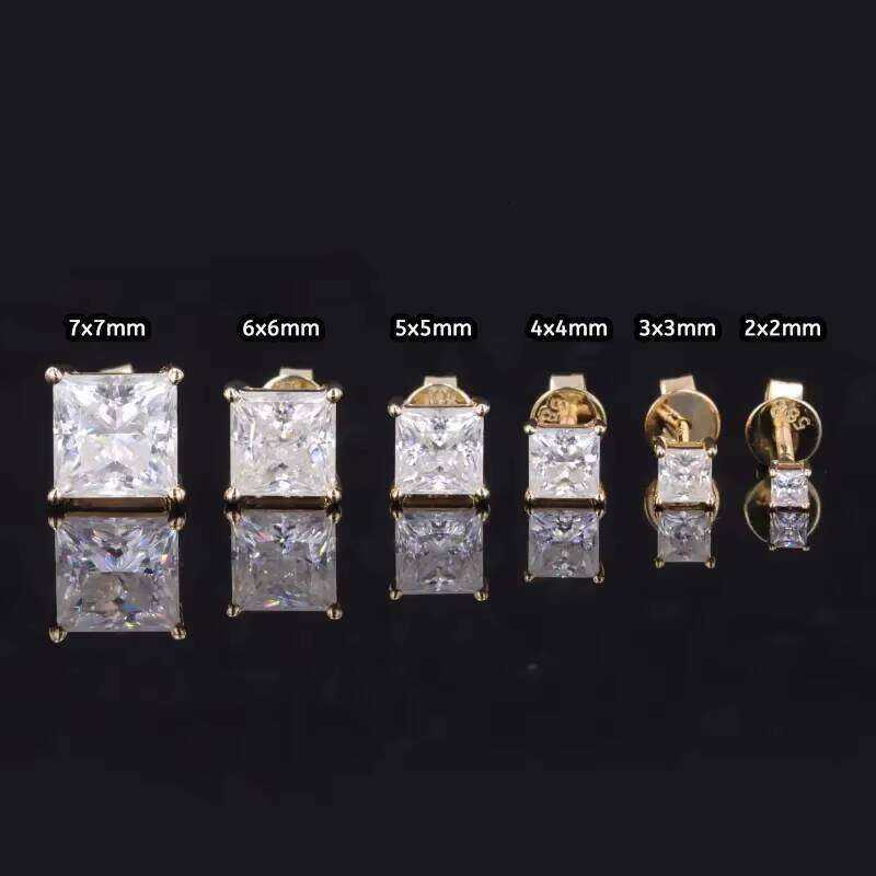 2025 Rulalei Ins Top Sell Stud Earrings Simple Fashion Jewelry Genuine 100% 925 Sterling Silver Princess Cut White Lab Moissanite Diamond Women Elegan