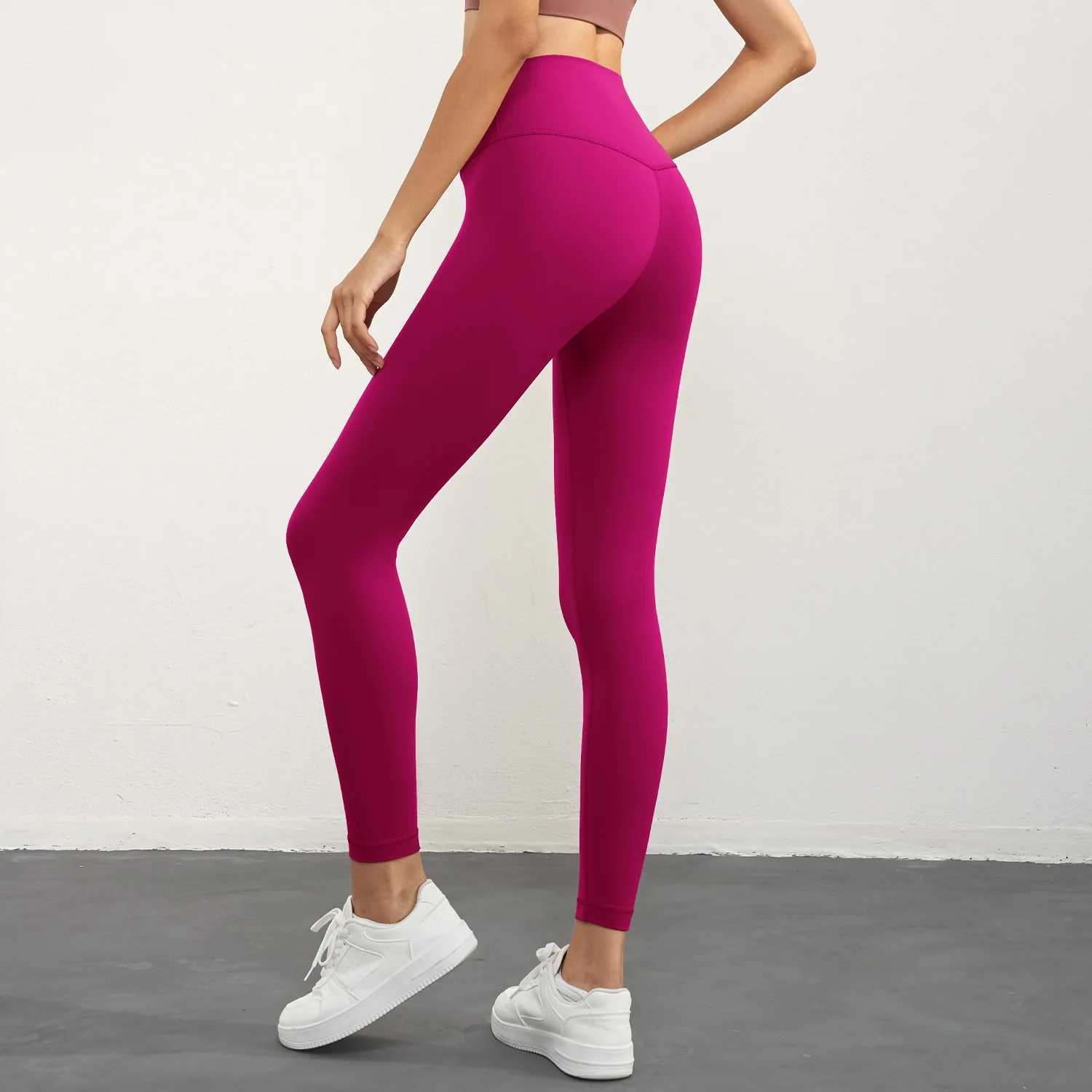 Solid Color Back Waist Pocket High Waist Yoga Legging Women Sport Cropped Pants Butter Athletic Gym Comprehensive Training Jog J251030