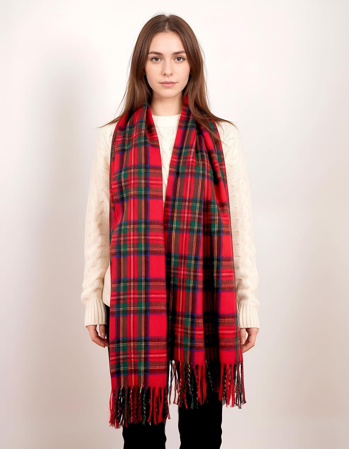 Custom Long Wide Scottish Tartan Plaid Shawl Wrap Soft Cashmere Feel Winter Scarf Outlander Inspired Christmas Gift