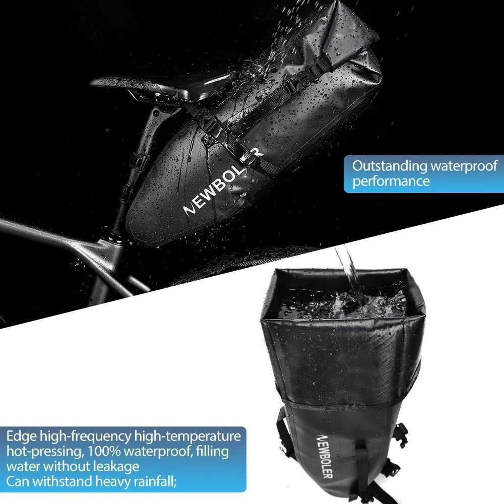 NEWBOLER Bicycle Bag Waterproof 13L Large Capacity Bicycle Saddle Bag Bicycle Foldable Tail Bag Mountain Bike Road Luggage H251029