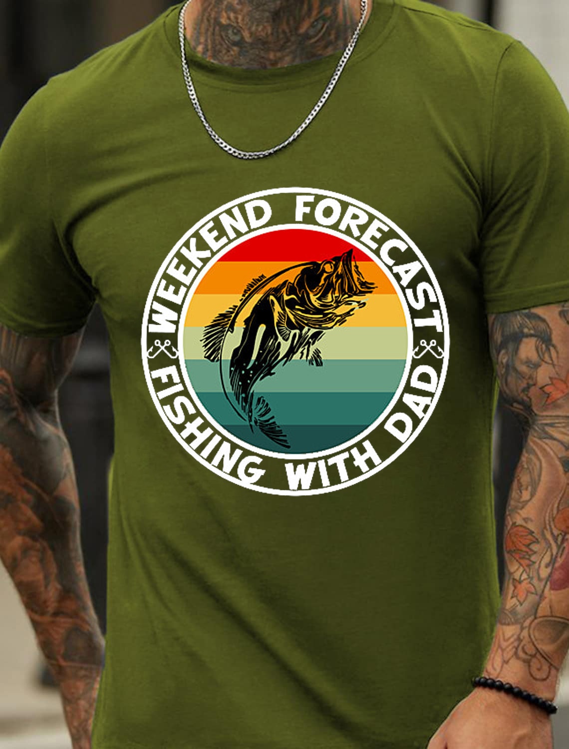 European & American Oversized Weekend Fishing Series Patterned Fashionable Men's Cotton Summer T-Shirt - TT7091