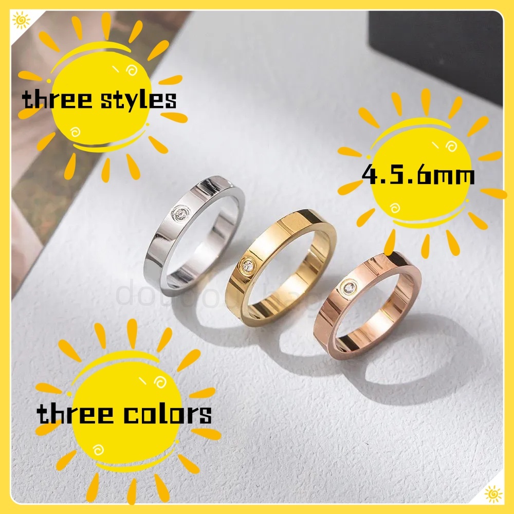 luxury Designer ring classic for women mens rings Fashion loves ring diamond Titanium steel Alloy Gold-Plated Silver Rose Never fade Not allergic 5mm 6mm 7mm k407-1