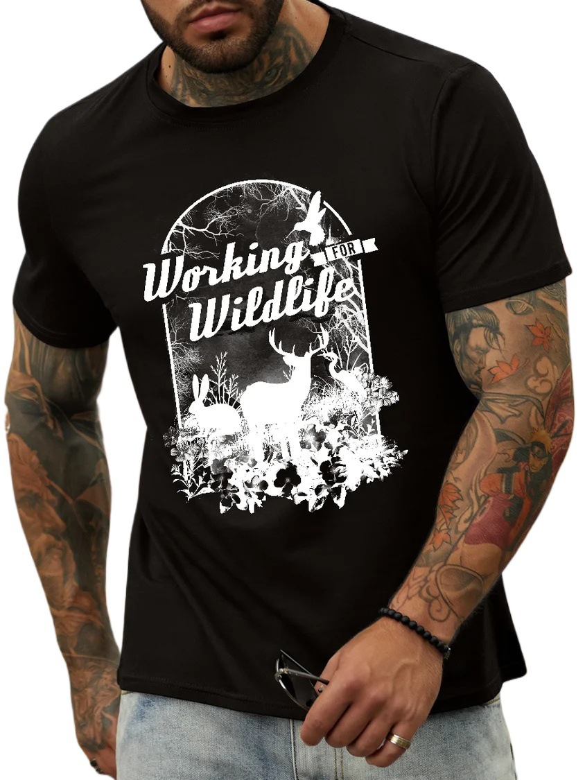 Wildlife Work Men's Crew Neck Casual Cotton Short-Sleeve T-Shirt - TT7376