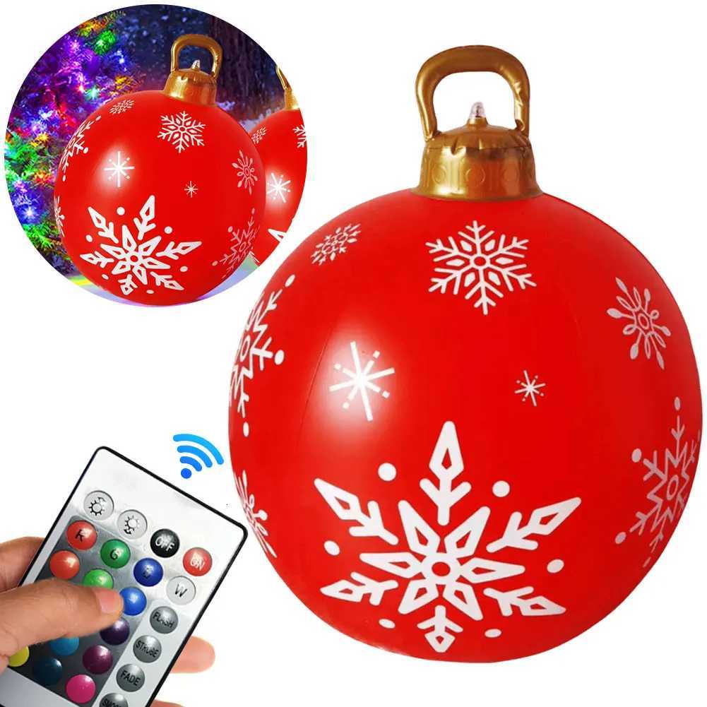 24 Inch Inflatable Christmas Balls Light Up PVC Giant LED Christmas Balloon Snowman Outdoor Inflatable Christmas Decorations C251030