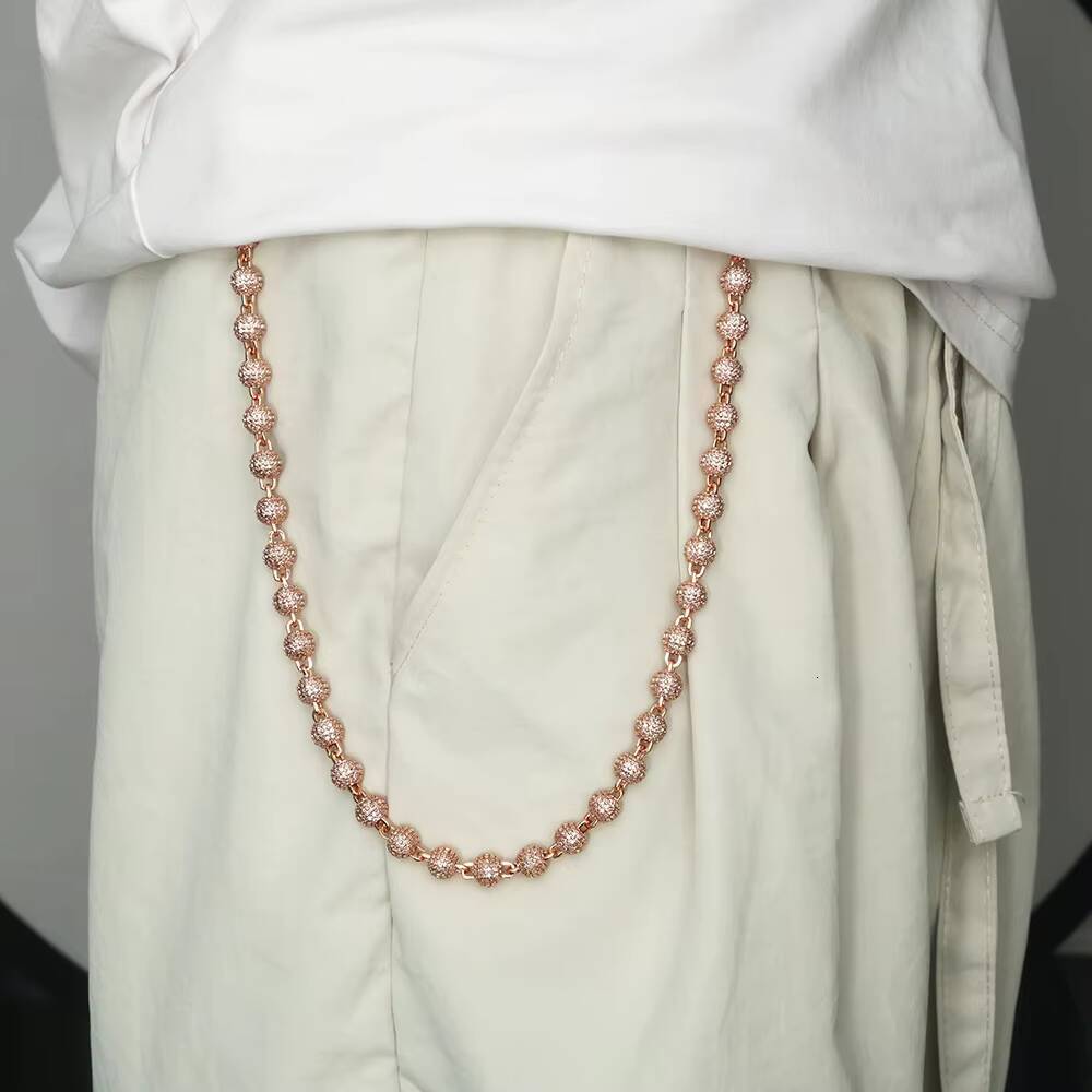 NUOYA Round Bead Design Hip Hop Shiny Pants Chain for Women Gold Plated Micro Pave Iced Out moissanite Body Jewelry Fashion Gift Designer's style