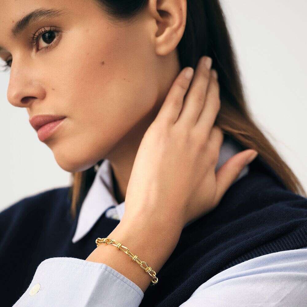 Ladies' Stainless Steel Emed Thick Chain gold Bracelet Hualanxin 2290