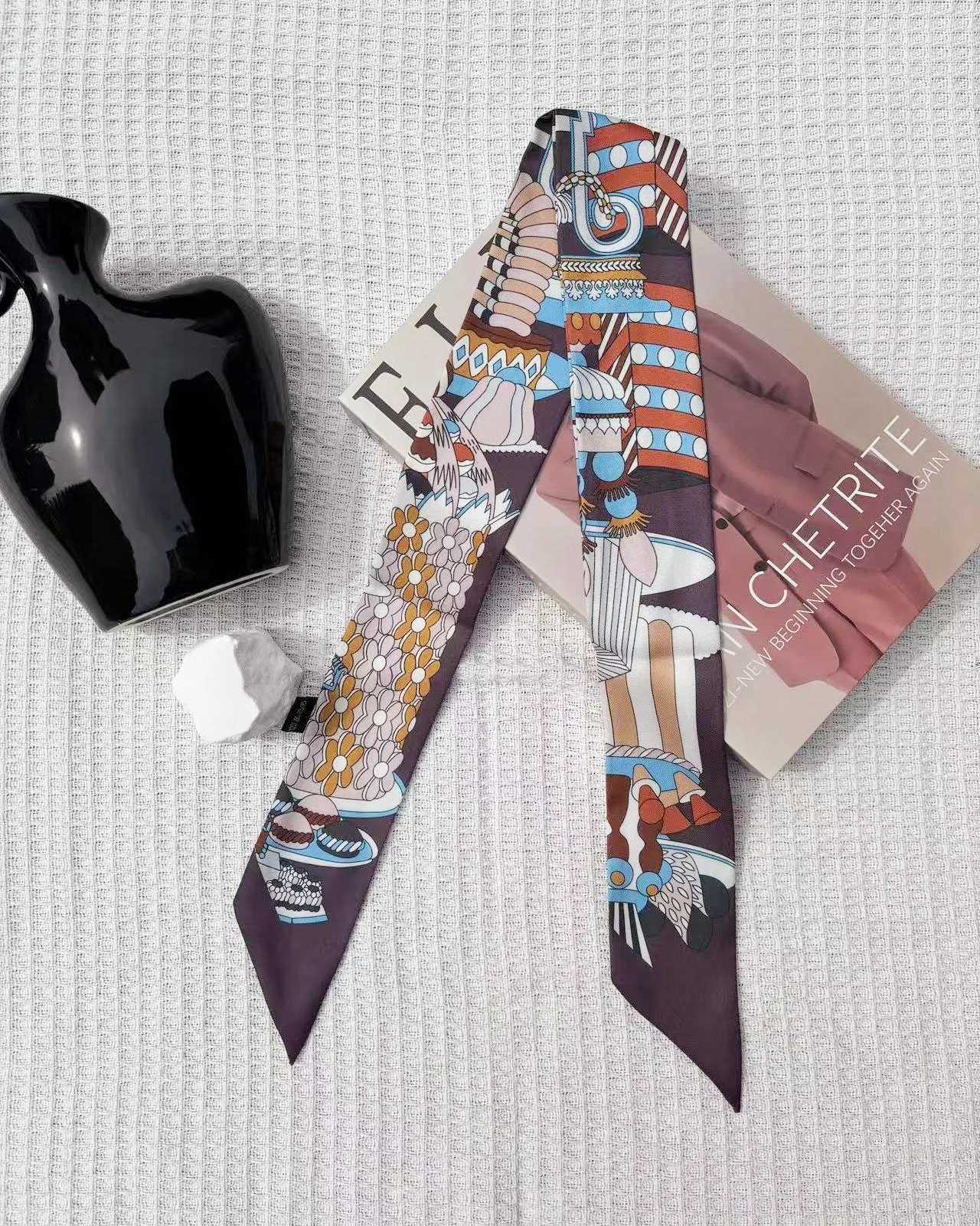 Summer Scarf 2024 Luxury Brand Design Women Skinny Bag Scarves Hair Band Neck Silk Scarf For Ladies Foulard Headbandd HeadbandW251029