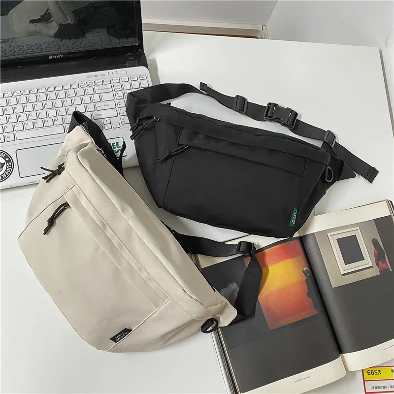 Women Nylon Waist Bag High Capacity Solid Color Chest Pack Shoulder Bag Street Hiphop Belt Bags Unisex Trend Fanny Pack 251030