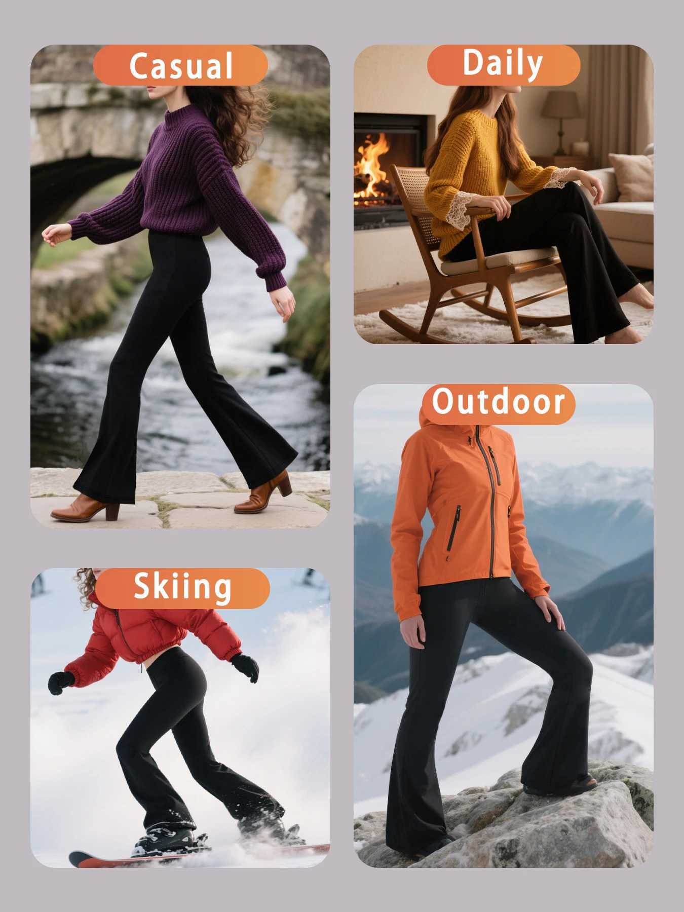 Womens Super Soft High Waisted Fleece Flare Leggings Tummy Control Soft Bootleg Bootcut Pants J251030