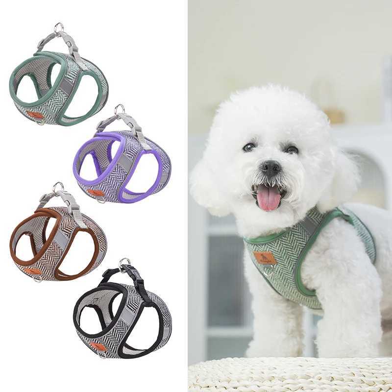 HP378Linen Material Dog Harness Leash Set Soft Comfortable Mesh Lining For Breathability Suitable For Small Medium Dogs J251129