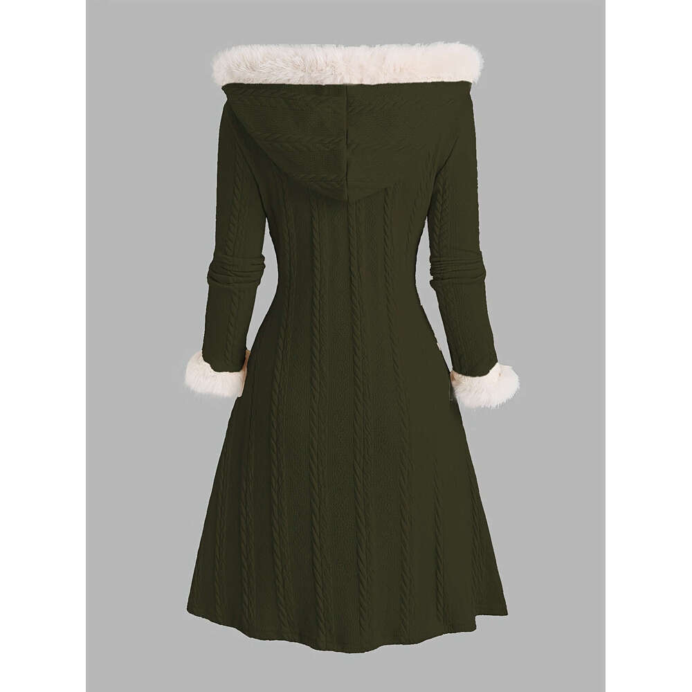 Y K Coat Y K Plaid Patchwork Hooded Coat Button Closure And Long Sleeves