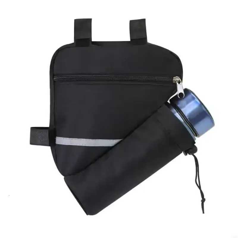 Waterproof Bike Triangle Frame Bag Reflective Cycling Storage Pack Detachable Water Bottle Holder Durable Canvas 2 Styles H251029