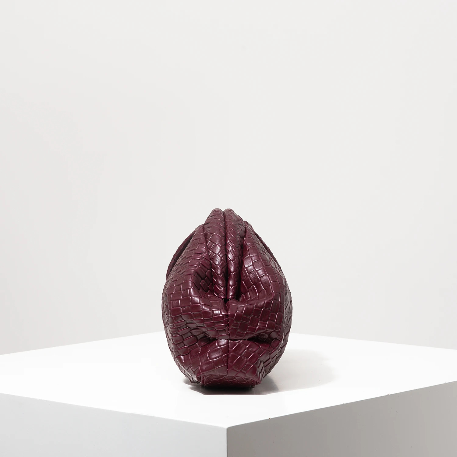 Vintage Artificial Leather Woven Pattern Clutch BagBurgundy PurseProm Dresses for WomenShell BagRuched Clouds Bag 251030