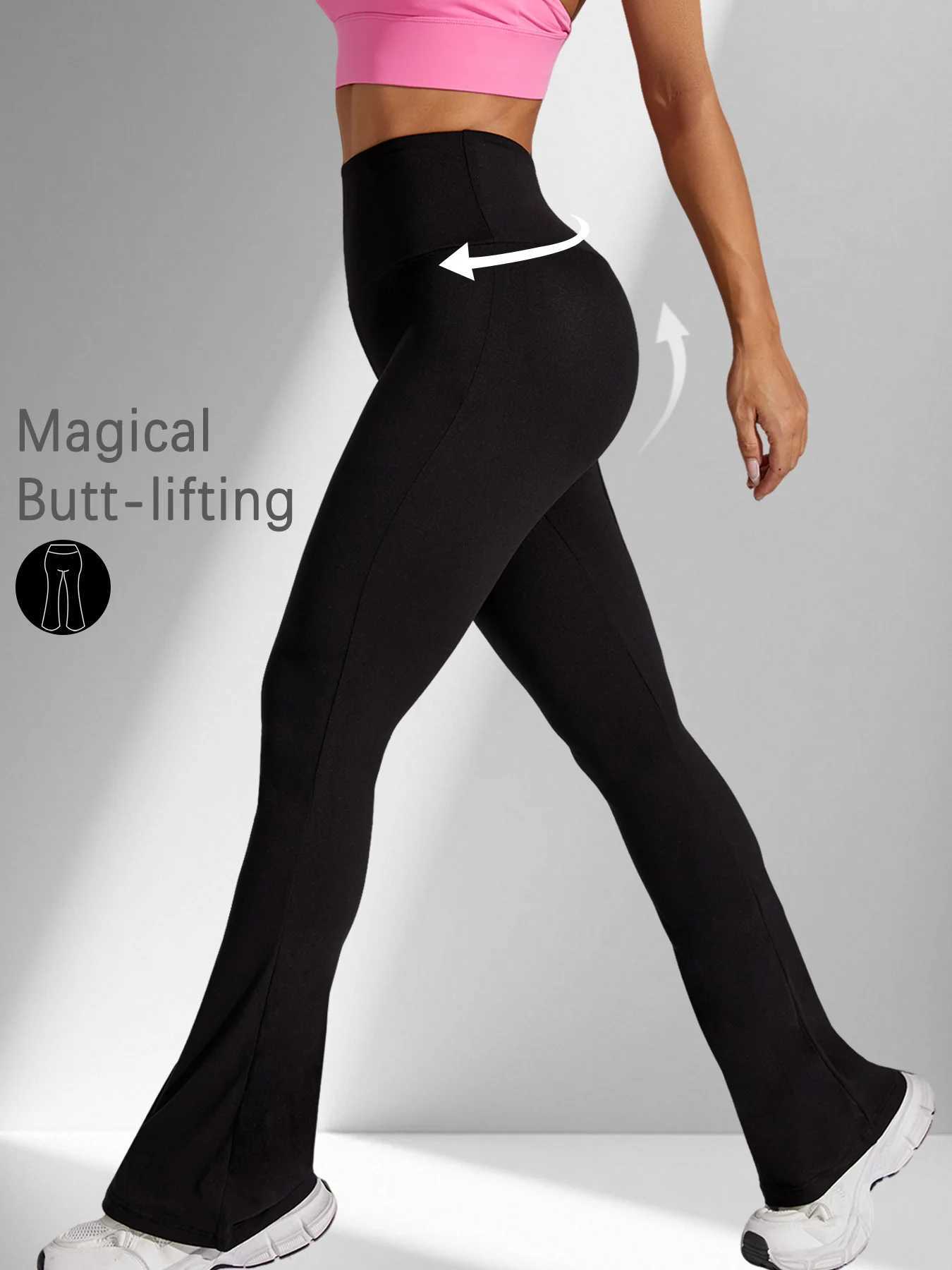 Womens highwaisted yoga flare pants with bootcut design for pilates and casual wear Soft stretchy fabric for comfort J251030