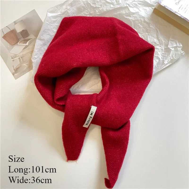 Winter Korea Knitted Triangle Scarf Wool Warm Shawl Scarf Women Neck Protection Smallscarf Cashmere ScarfW251029